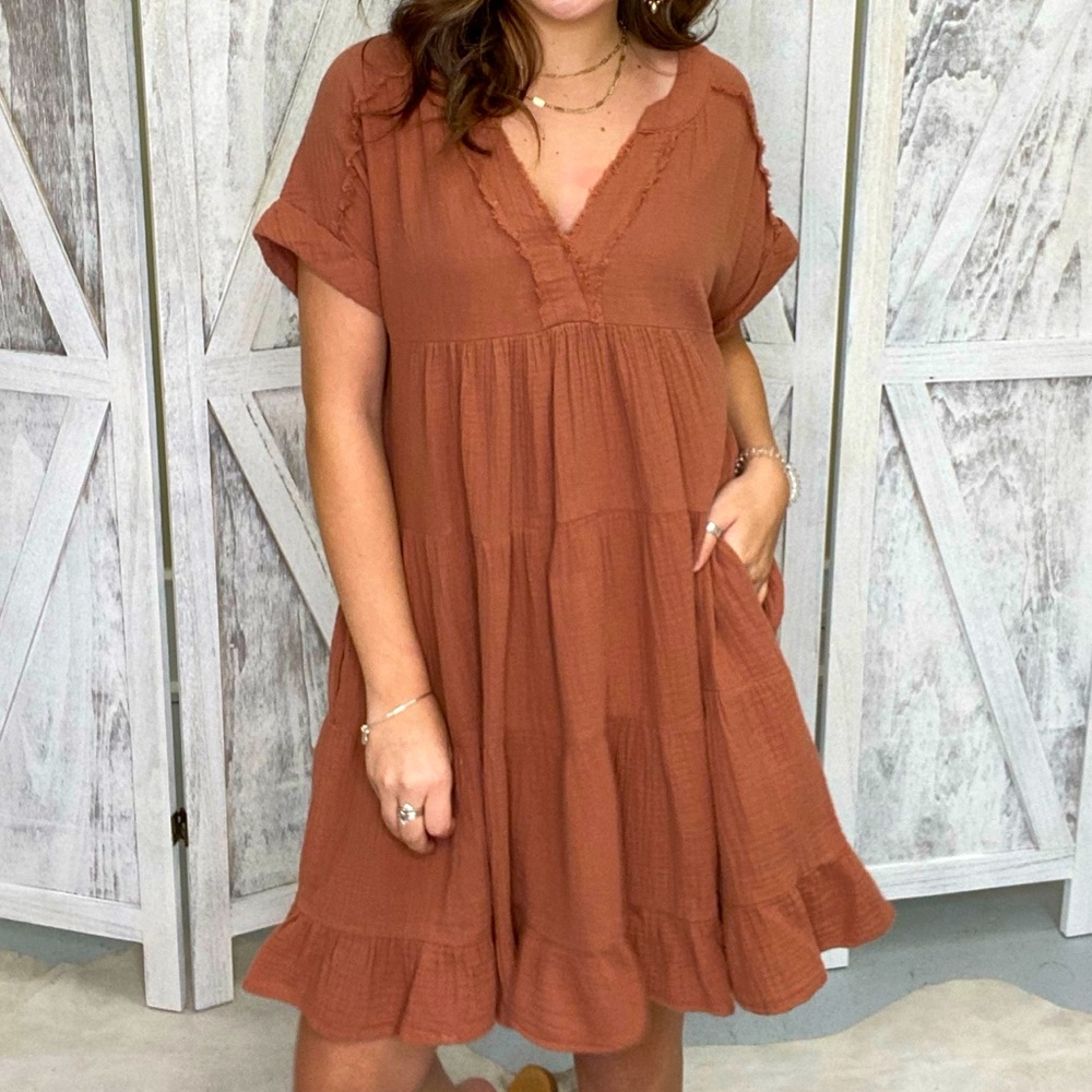 Rust Linen Dress